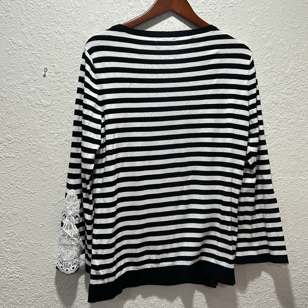 🌺roz & Ali women’s tops black and white size XL GUC - Picture 5 of 7